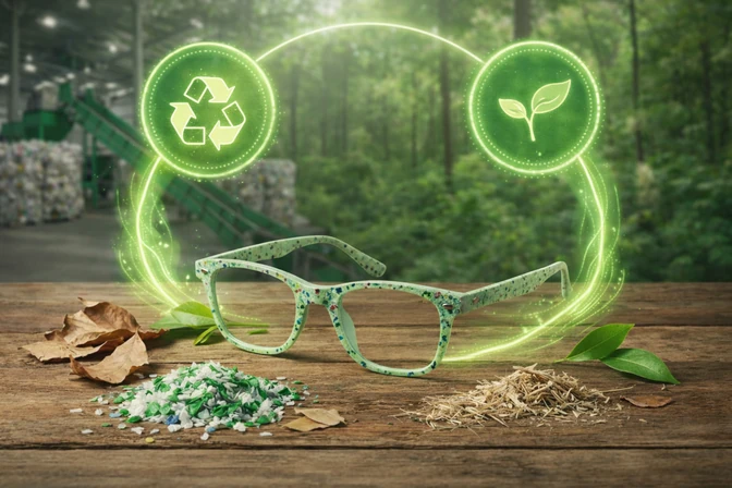 Eco-friendly Acetate Glasses on Natural Wood