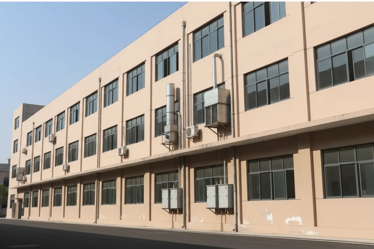 Exterior view of Muton Optical's large-scale manufacturing facility and corporate office.