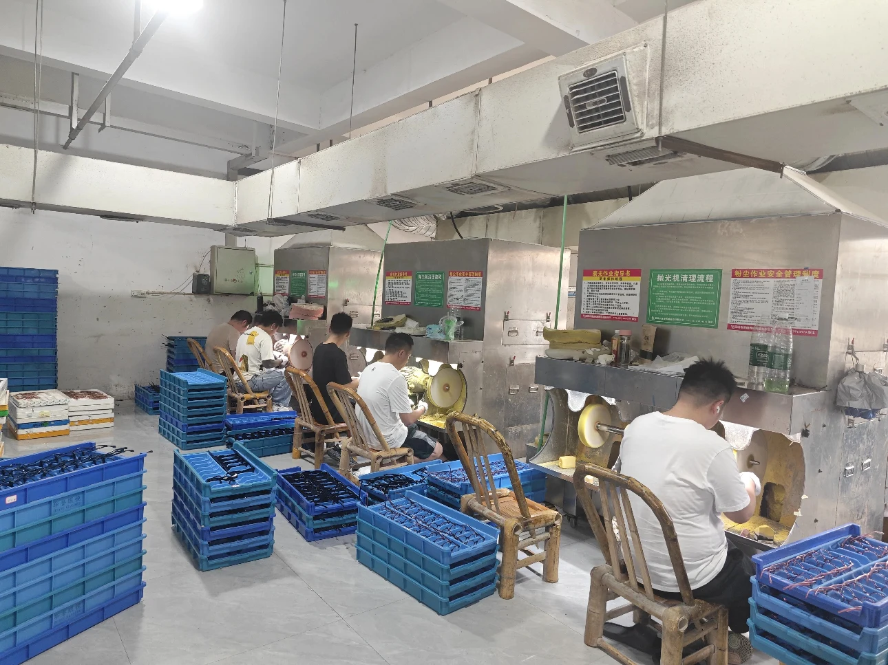 Skilled technician performing manual polishing to ensure a flawless finish on premium eyewear frames.